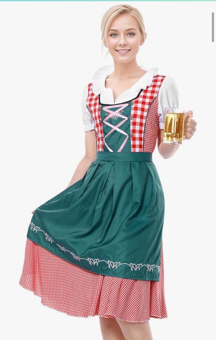 Oktoberfest Dirndl Dress Halloween Beer Fest 2XL 2PC Costume German Bavarian