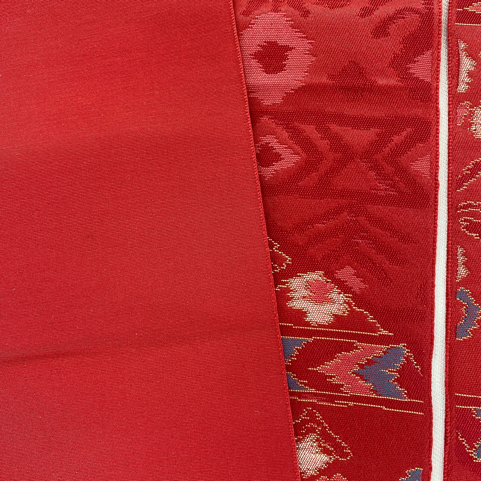 Japanese Vintage Kimono Nagoya Obi Silk Red Traditional Authentic 135x 11 in
