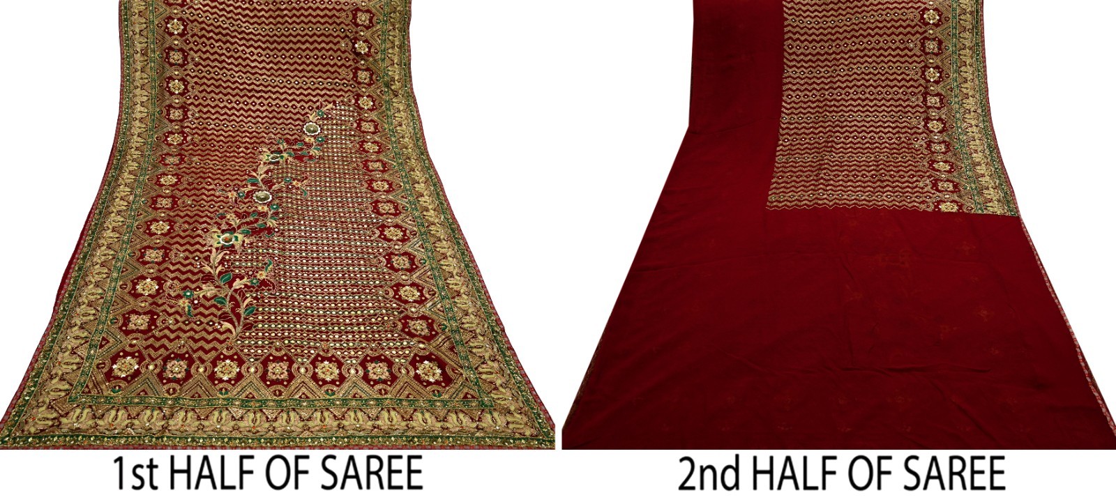Pre-owned Sari Maroon Pure Georgette Silk Hand Embroidered Anamika Khanna sarees
