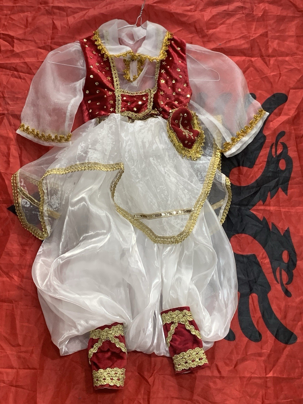 NEW ALBANIAN TRADITIONAL POPULAR FOLK COSTUME SUIT GIRLS-1-2 YEARS-HANDMADE-R