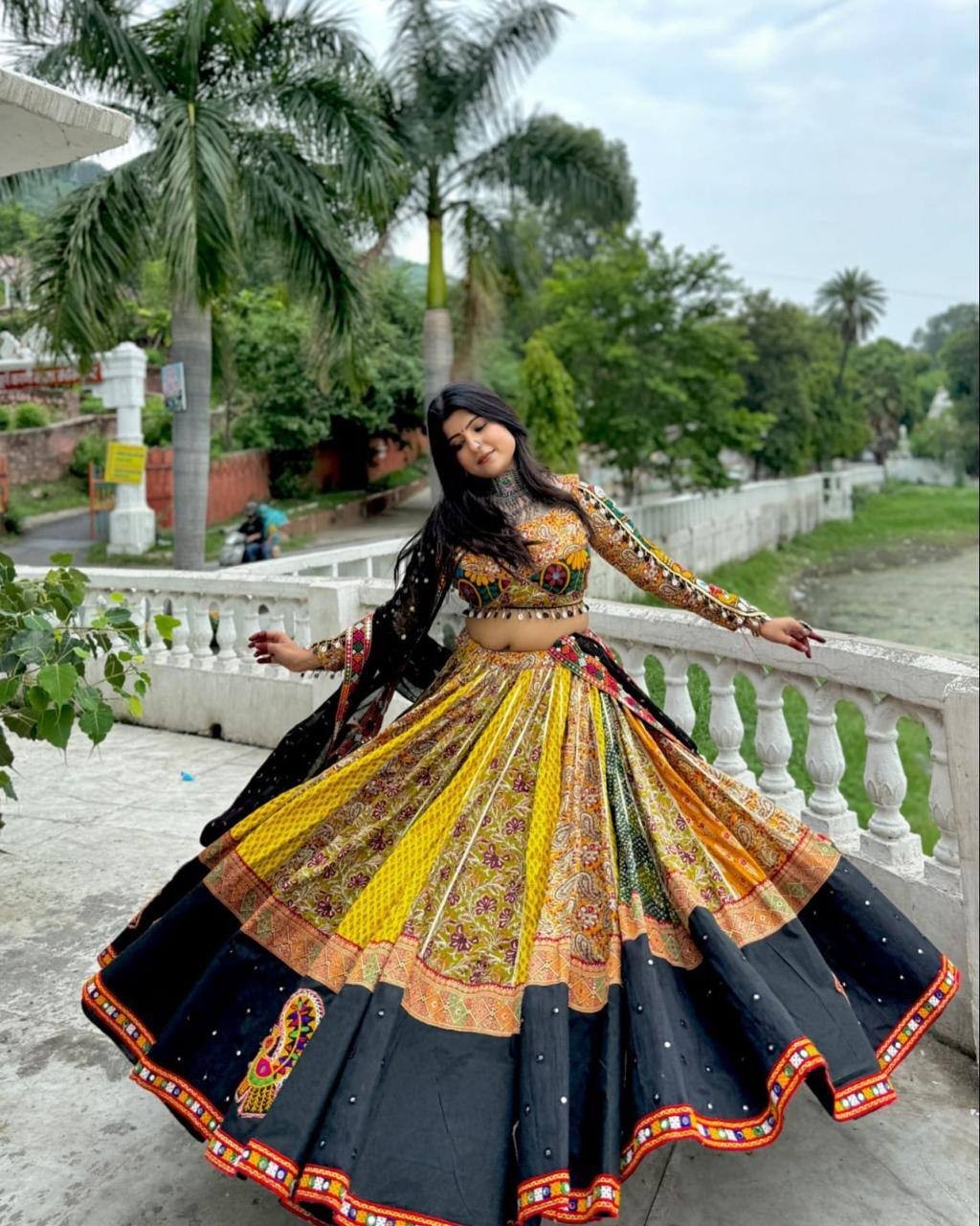 Navaratri Special Silk Lehenga Choli & Dupatta In Digital Print By Aadat Export