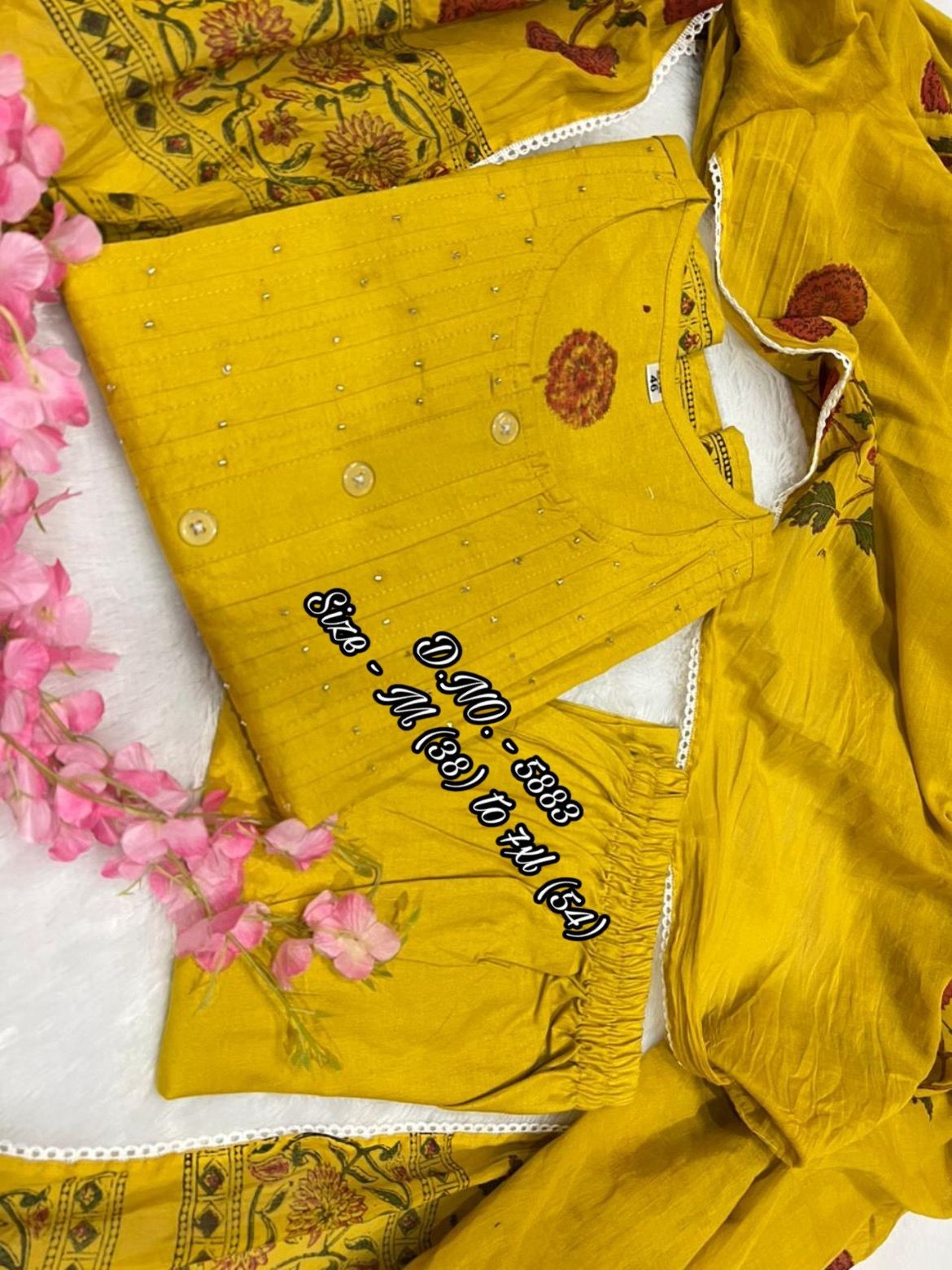 Yellow Anarkali Gown Suit, Plus Size Kurta Palazzo Dupatta Set, Readymade Salwar