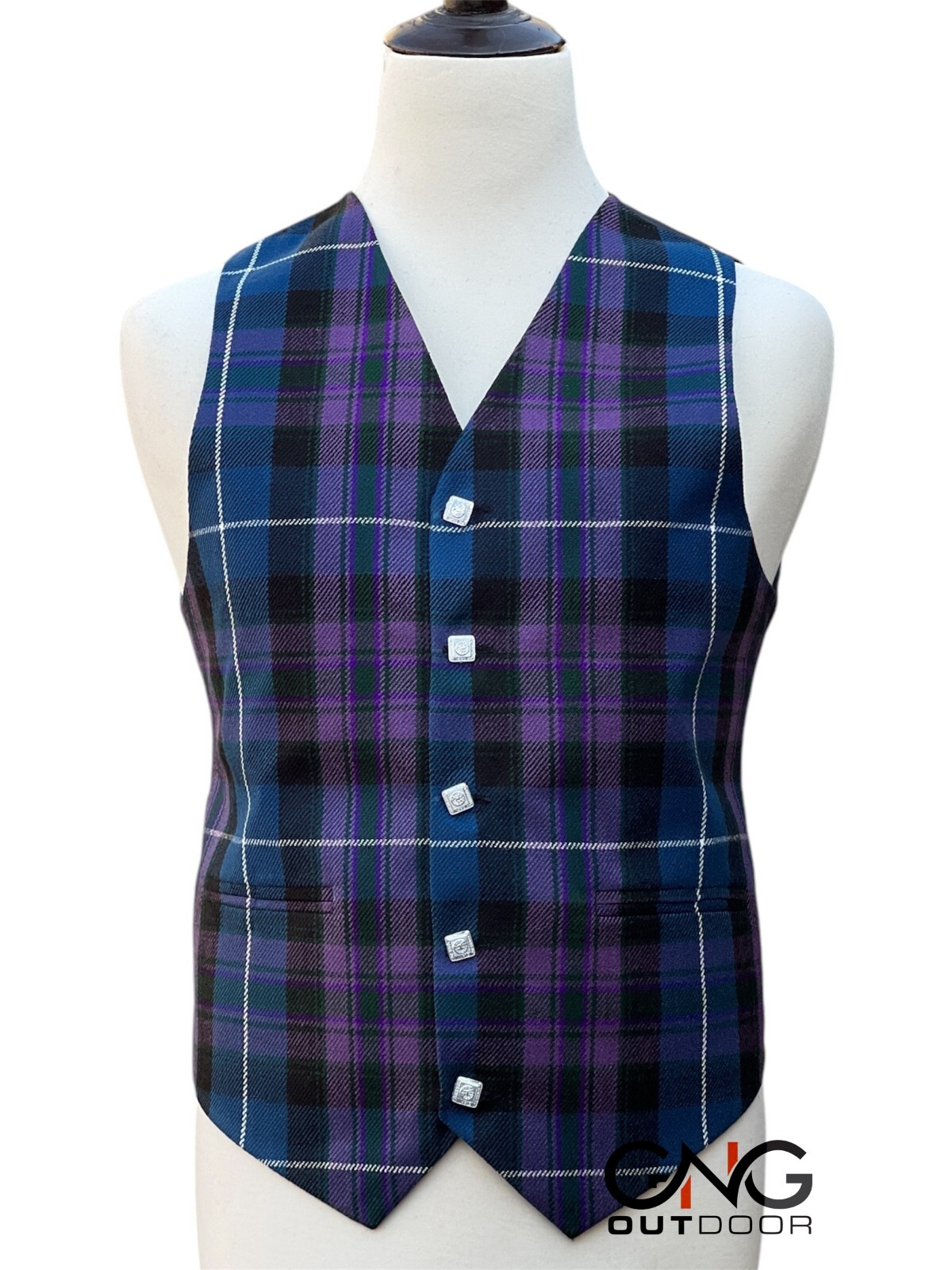 Men’s Wedding Pride of Scotland Tartan Vest 5 Button Scottish Kilt Waistcoat