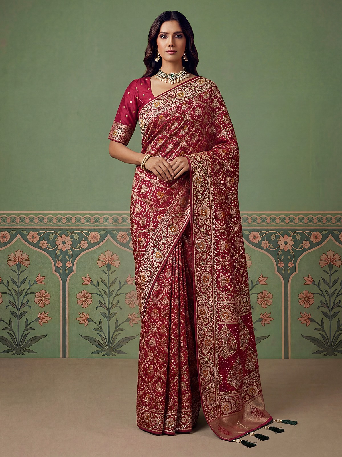 Women’s Pashmina Silk Saree Traditional Woven Designer Outfit