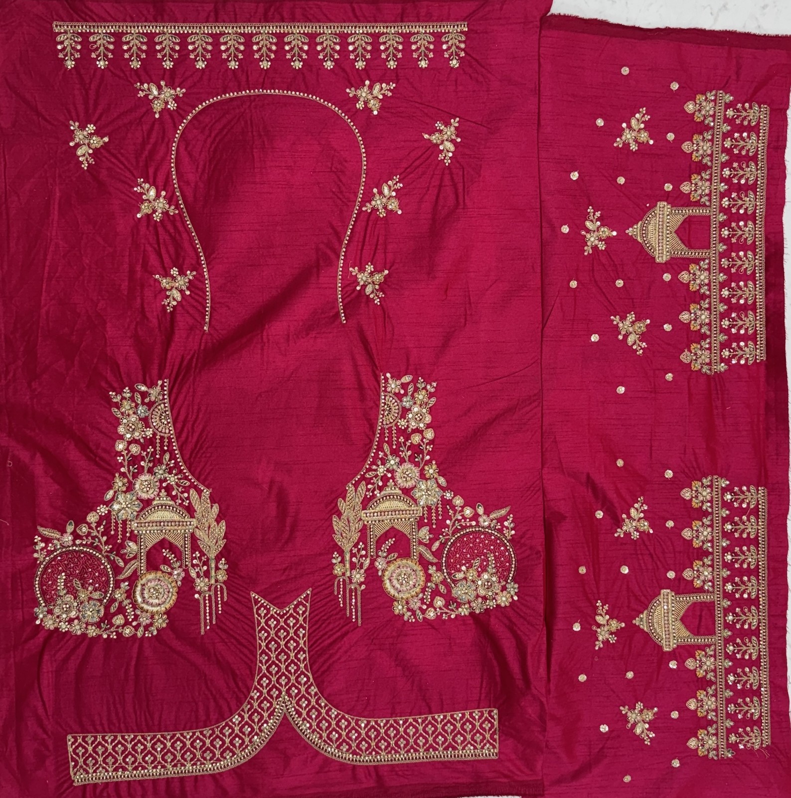 Gadhwal Silk Lehenga Choli Bridal Shower Wedding Reception Designer Set