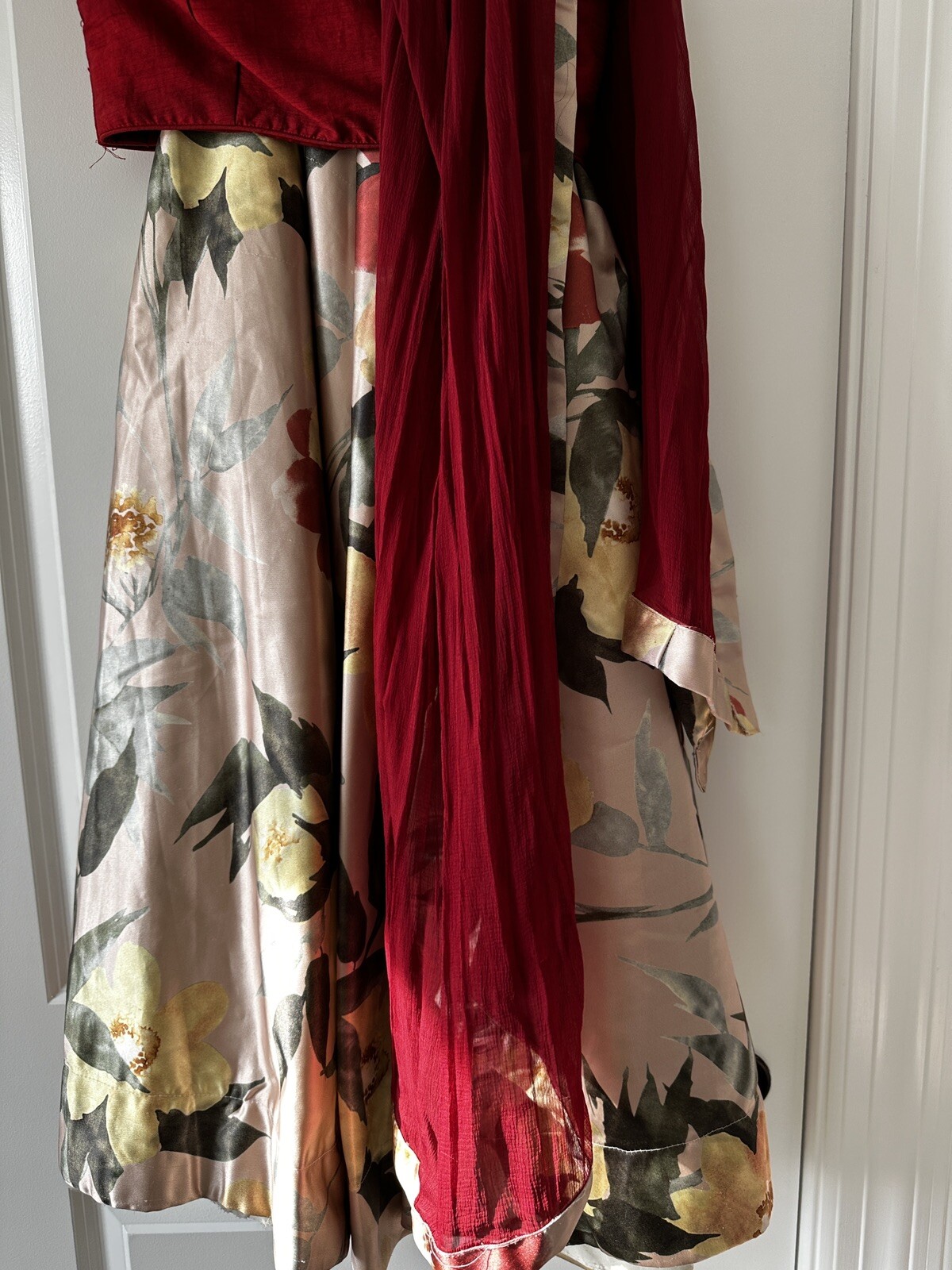 Red Gold Floral Lehenga