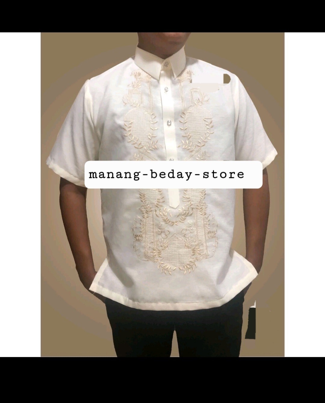 Polo Barong For Men With Lining (Cream) 2XL