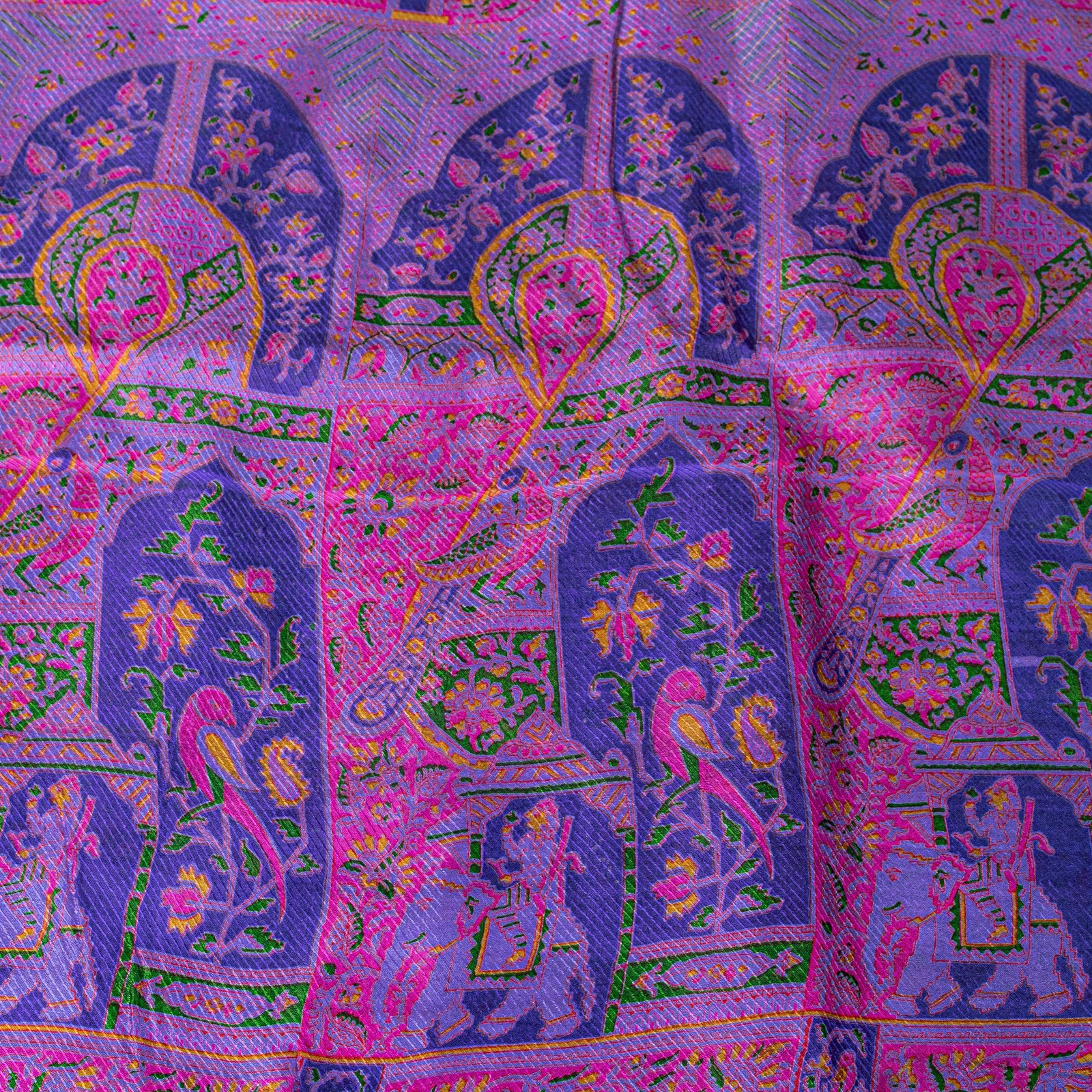 Sanskriti Vintage Blue Sari Soft Pure Silk Human Animal Zari Border Saree 6+Yard