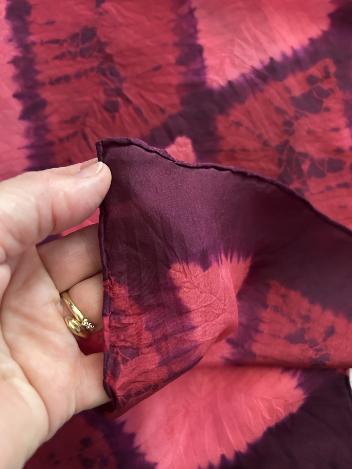 Vintage Silk Kimono Obi Hand Dyed Japan Burgundy Brown Rose Pink 18″ x 72″