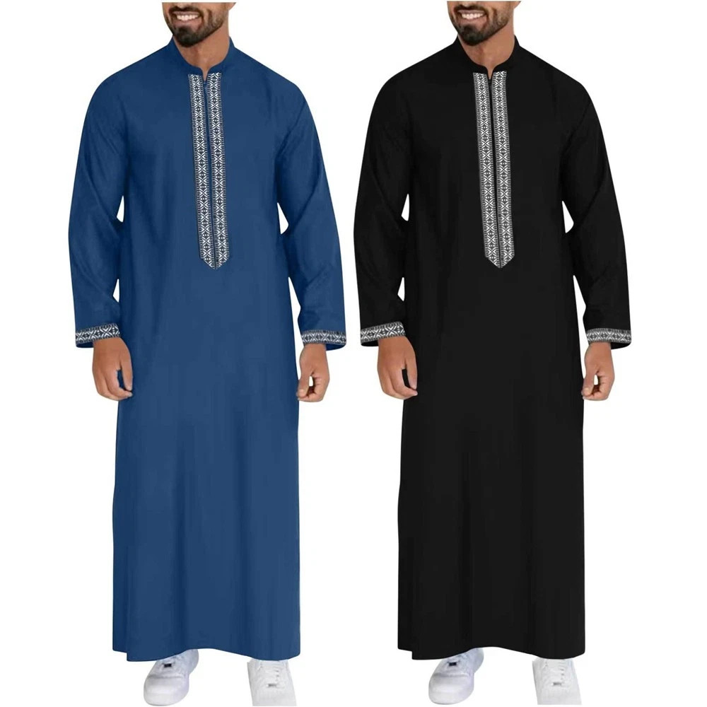Arab Men Pocket Black Robe Ramadan Eid Muslim Dress Jubba Thobe Islamic Kaftan –