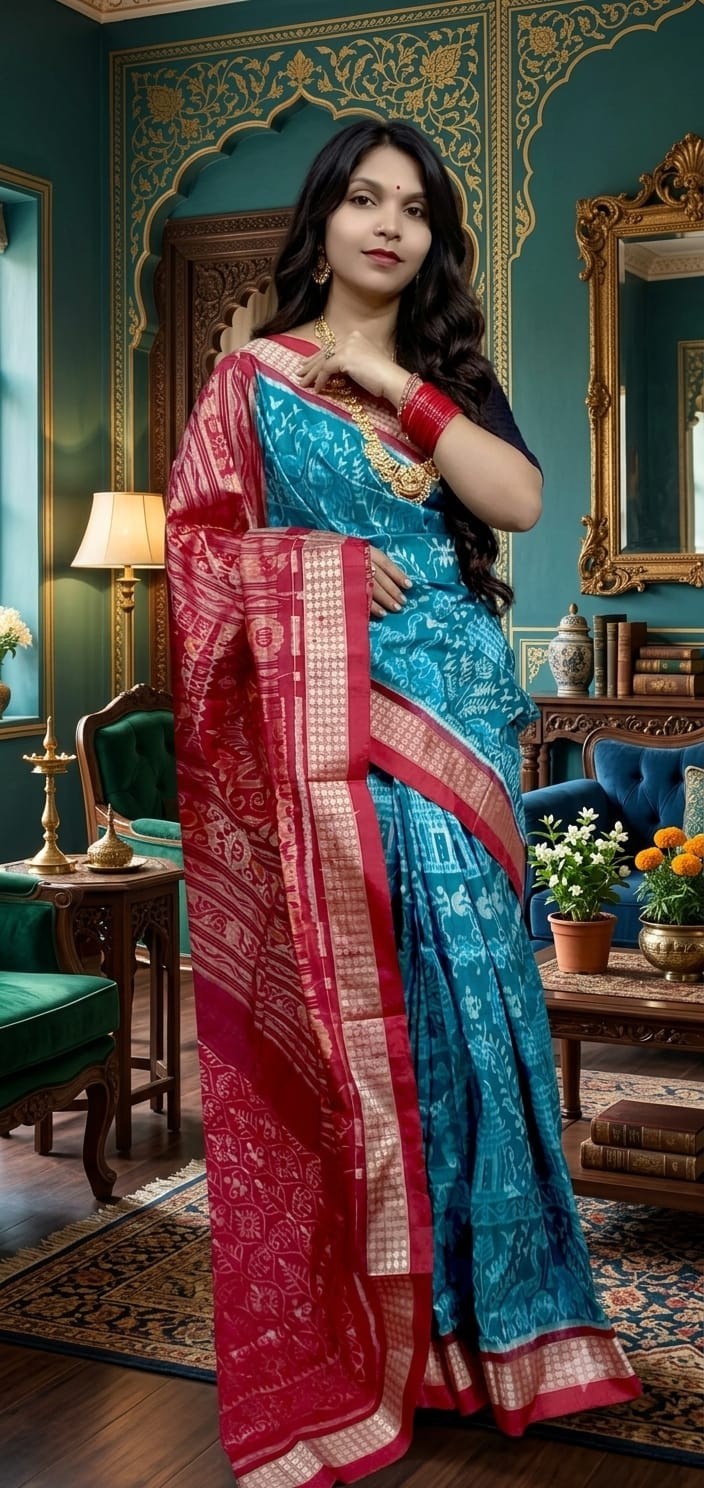 Sambalpuri saree odiya silk fall ,Pico done with unstitched – Handmade in India