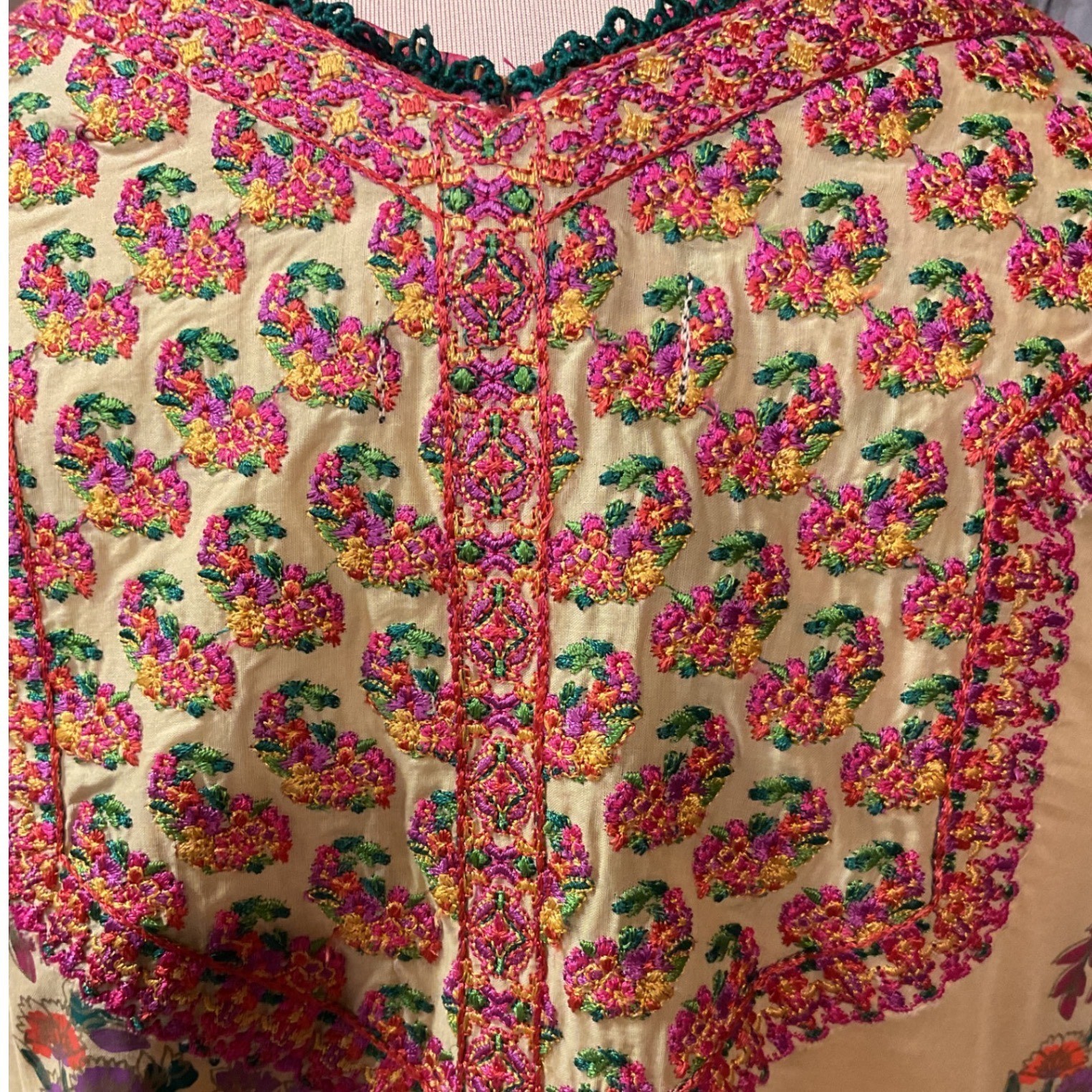 Hussain Rehar Sari Yellow Embroidered Lawn Kurta Pakistani Designer Tunic Size S