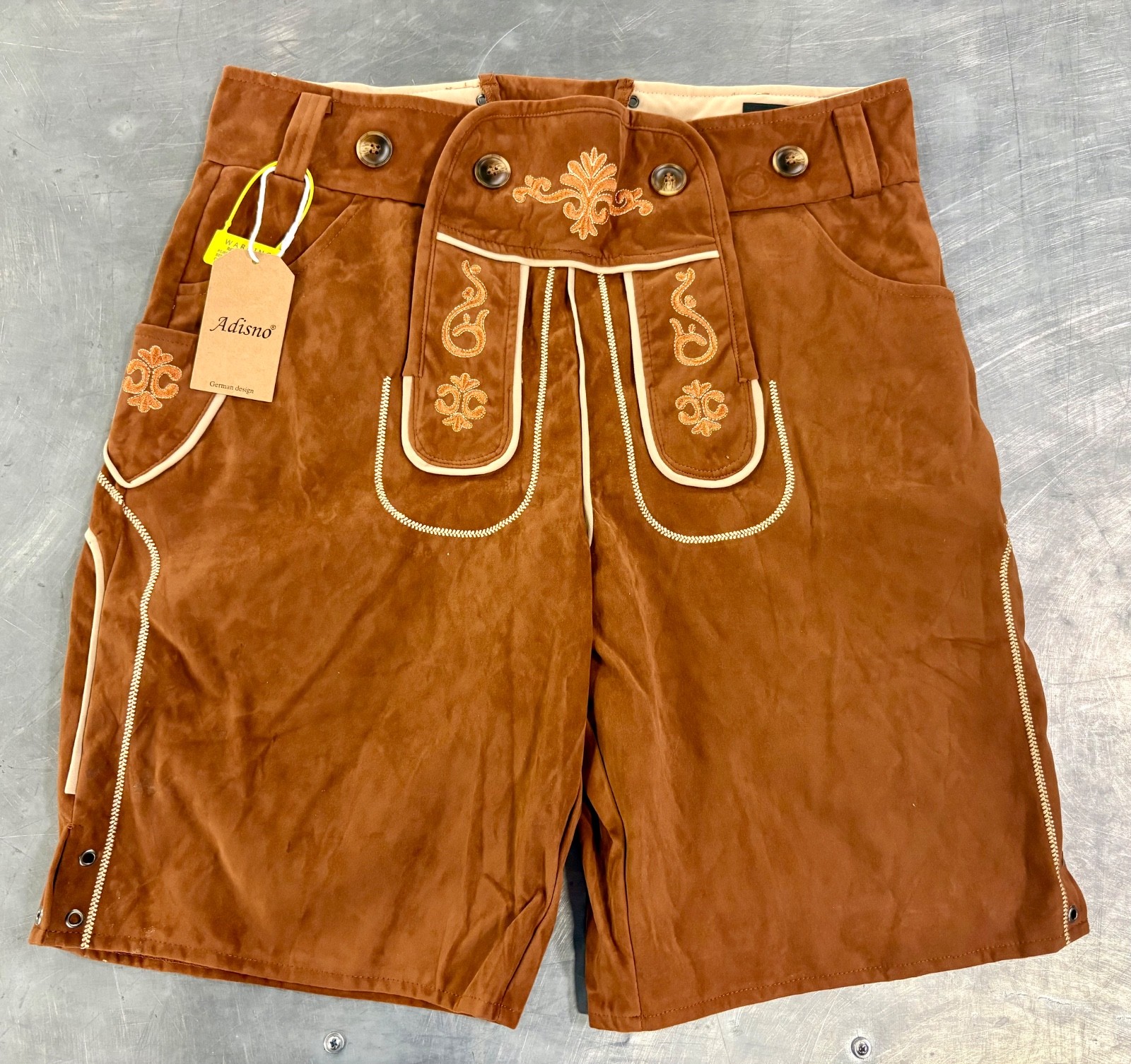 Adisno Lederhosen brown men’s Bavarian Oktoberfest shorts