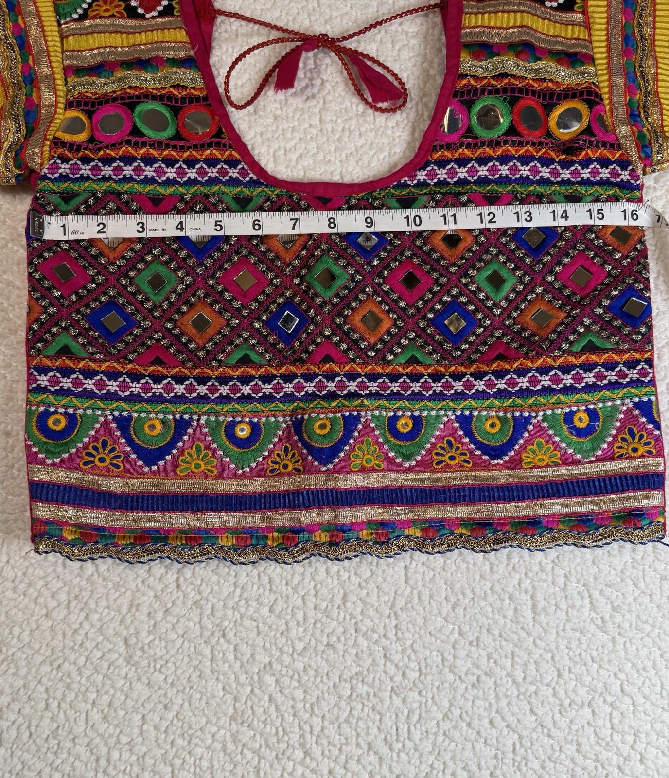 India Choli Half Crop Top Mirror Tribal Belly Dance Size Small Chest 32 Inches
