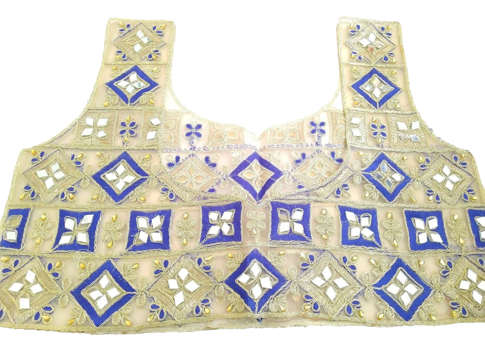 Indian Pakistani Handmade Mirror Work Unstitched Wedding Blouse Saree Choli Top