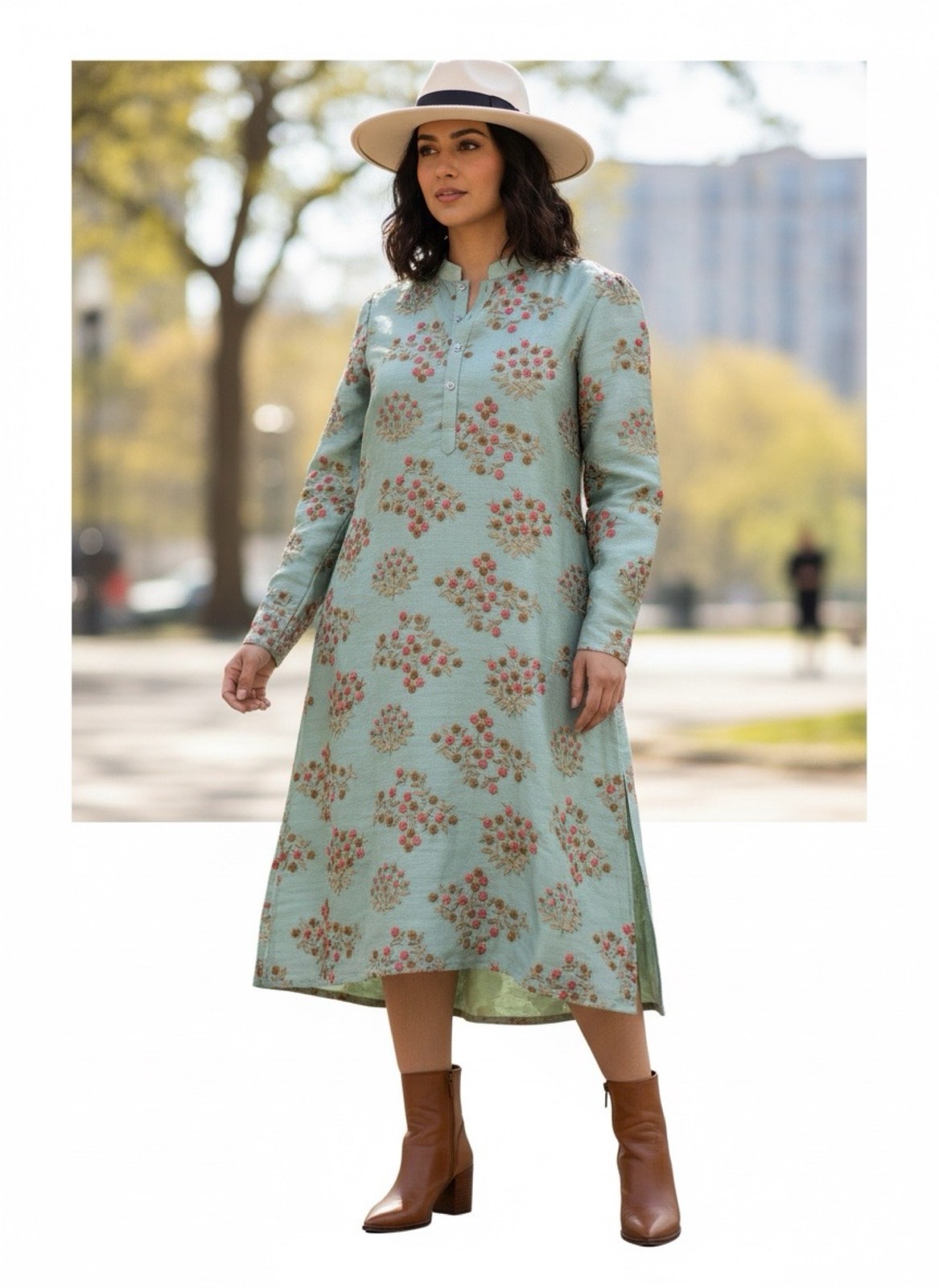 Light Green Silk Embroidered Kurta or tunic dress Indian Ethnic Wedding Party