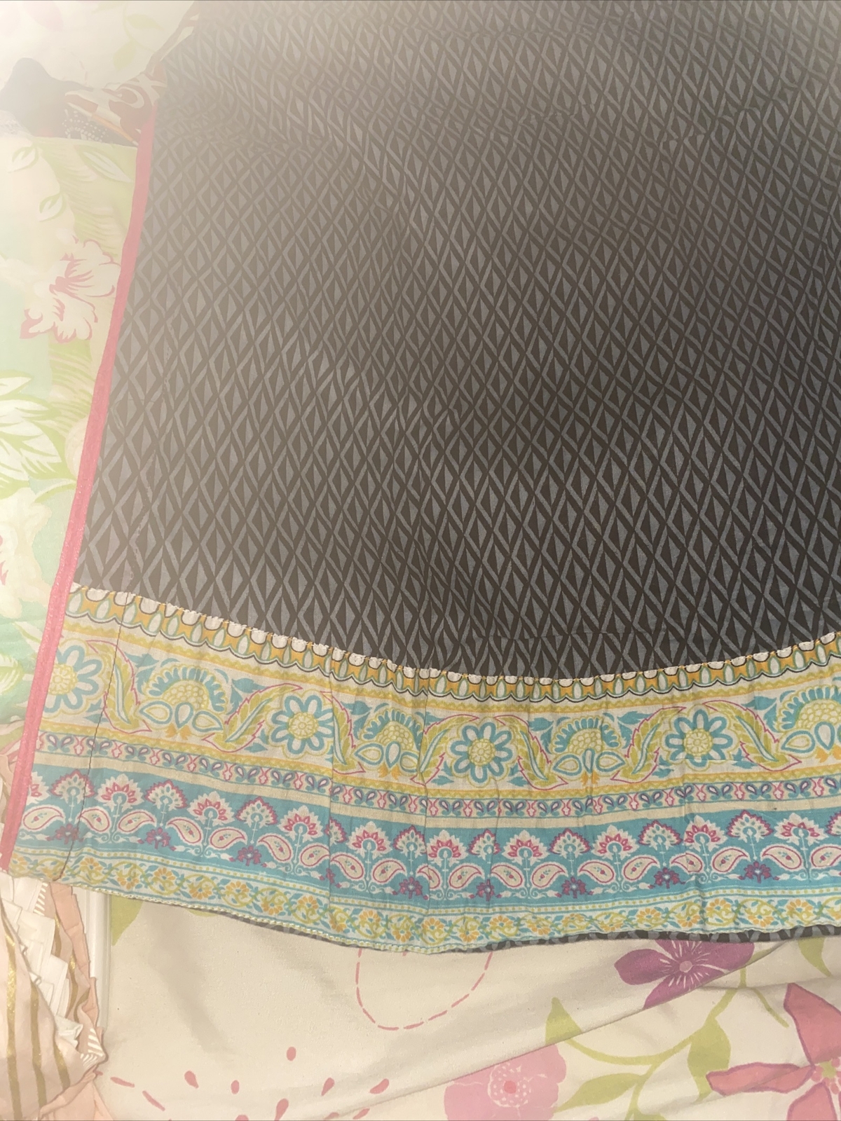 3 piece Embroidered Khaadi suit large full work, cotton lawn chiffon dupatta top