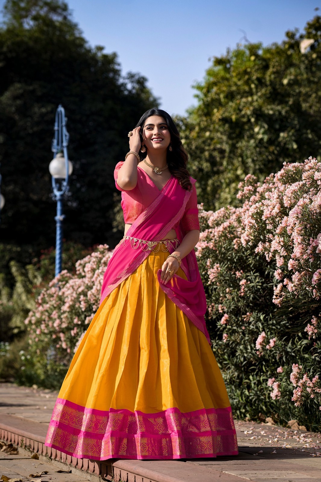Designer Kanchipuram Lehenga Unstitched Choli For Women Wedding & Engagement