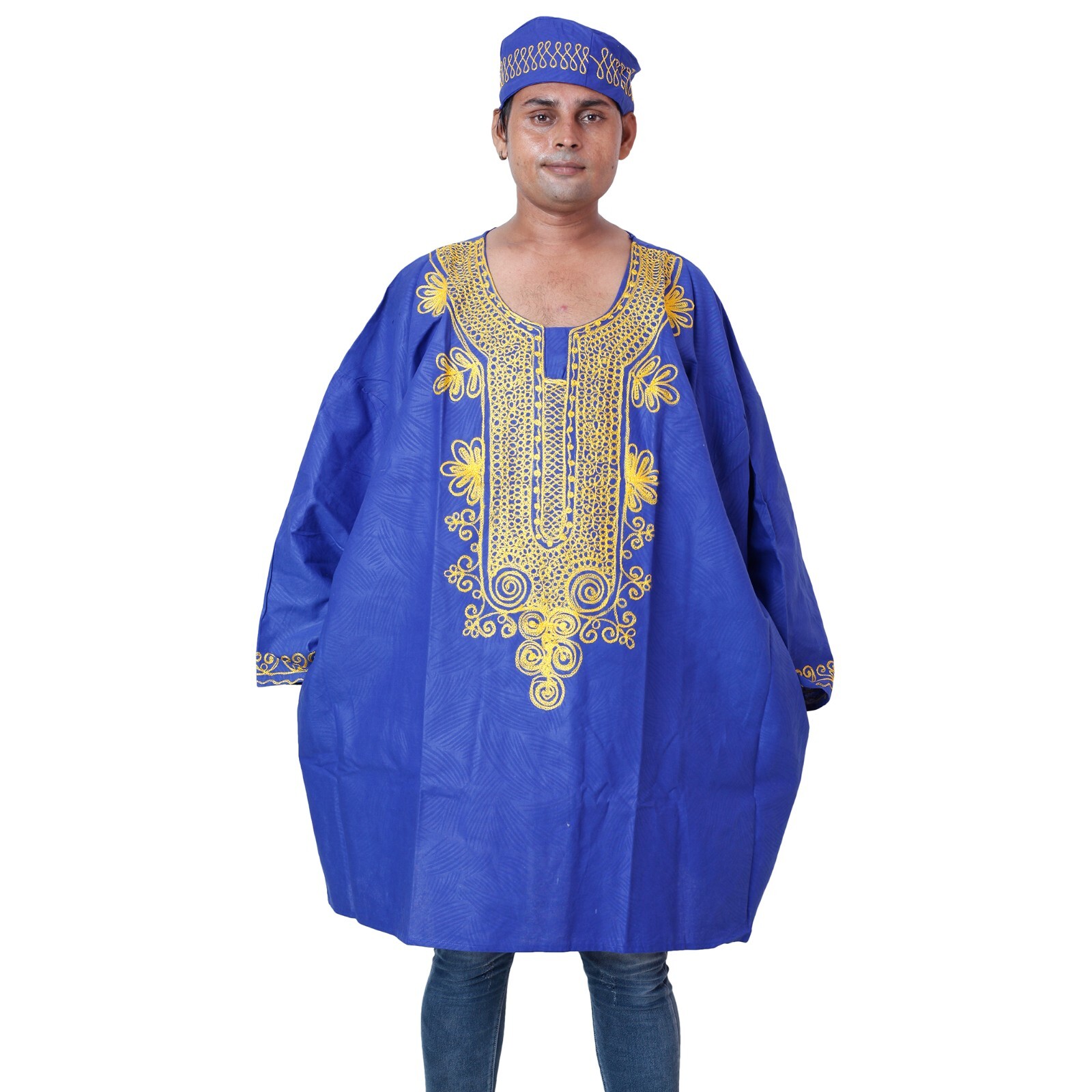 African Men’s PLUS SIZE Shirt with Kufi Hat — FI-15S PLUS