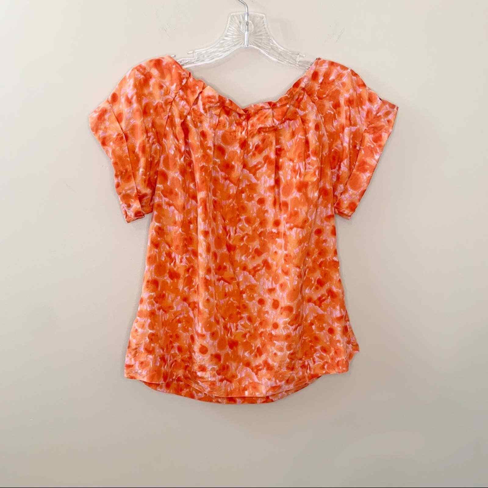 Banana Republic Silk Watercolor Orange Top Size XS