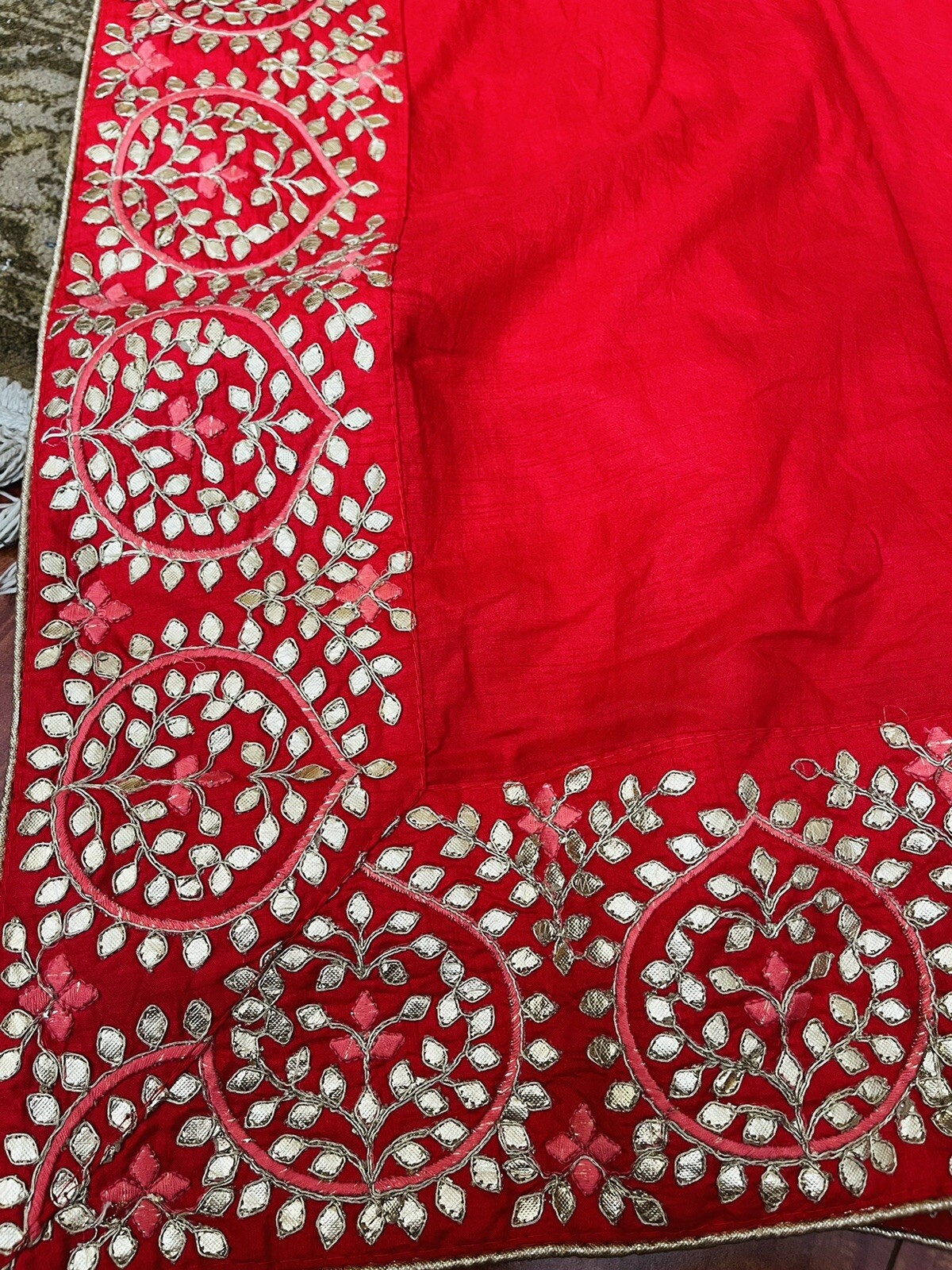New Silk Gota Patti Border Saree Blouse Party Wedding Not Benarasi Pattu