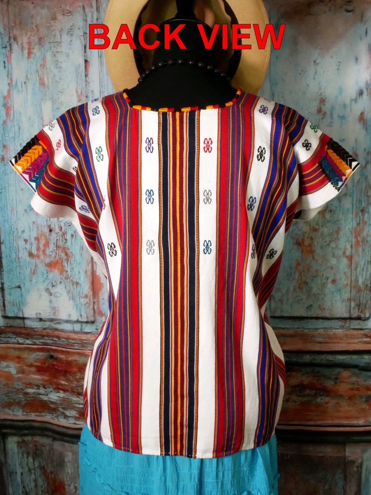 M/L Huipil Tunic Hand Woven Back Strap Loom Maya Chiapas Pantelho Mexico Peasant