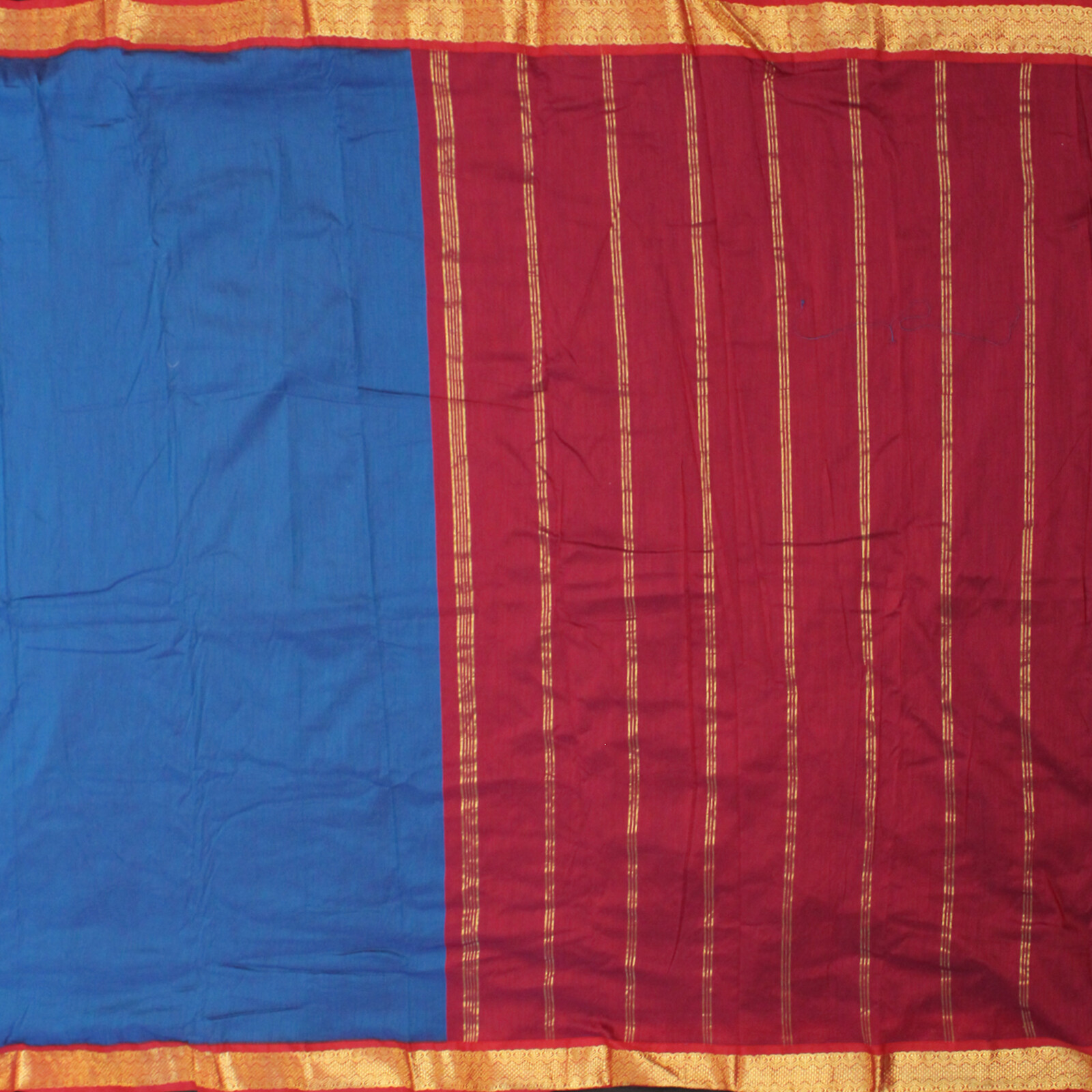 Vintage Art Silk Sarees Woven Zari Border Dual Tone Indian Sari Craft Fabric