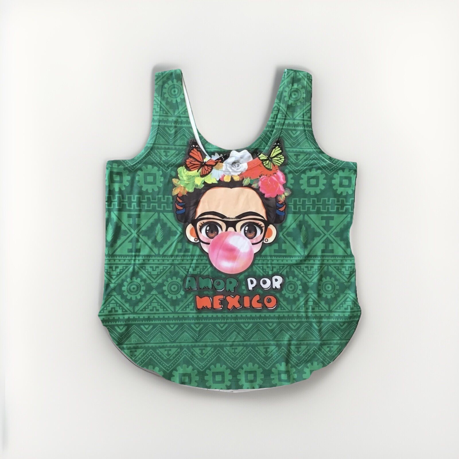 Womens Mexican Frida Graphic Tank Top Tee T-Shirt – Size Medium Amor por Mexico