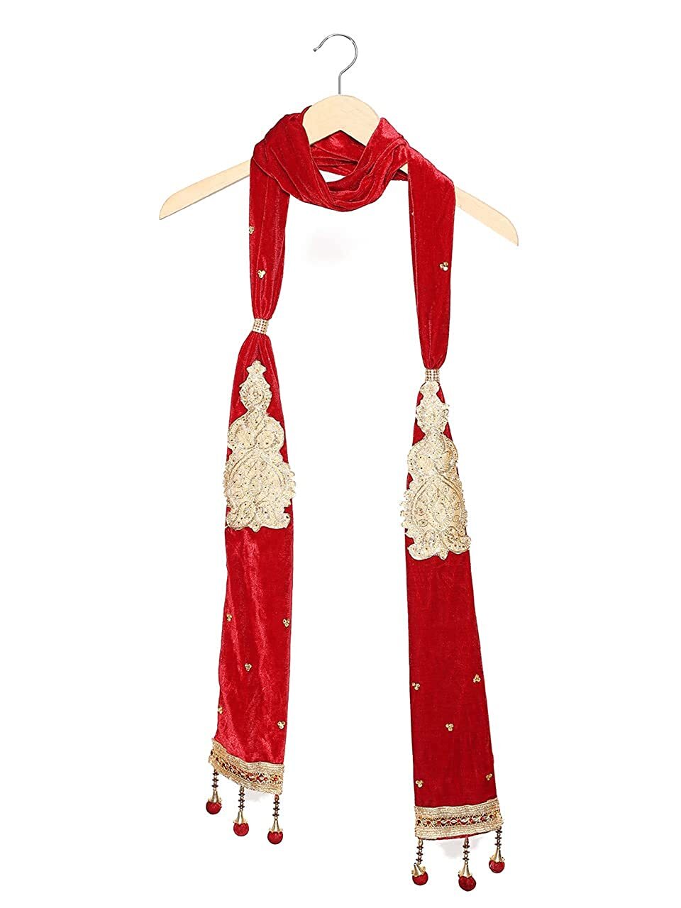 Men’s Maroon Velvet Stole With Embroidered Motifs, Dry Clean Only – Free Ship