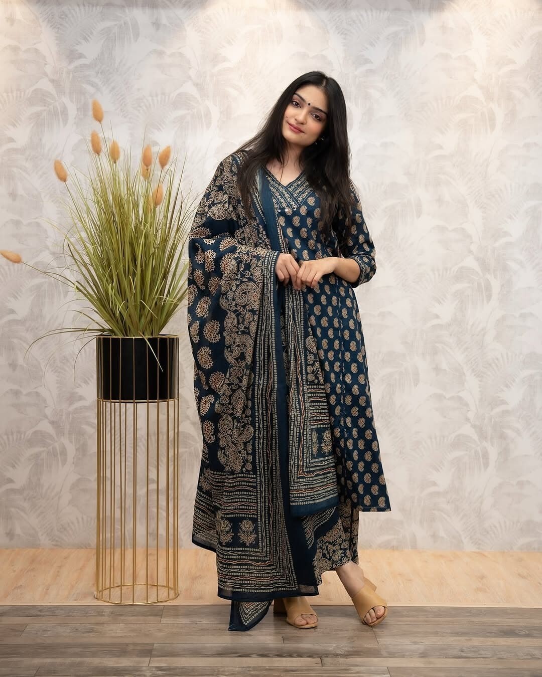 Fully Stitched Kurta Palazzo Dupatta Set Indian Readymade Salwar Kameez Combo