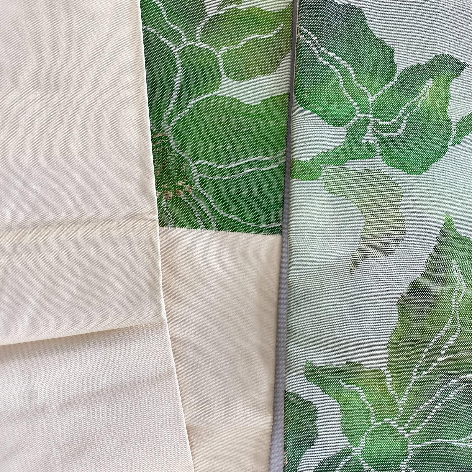Japanese Vintage Kimono Nagoya Obi Silk Green Drit Traditional 137 x 12 in