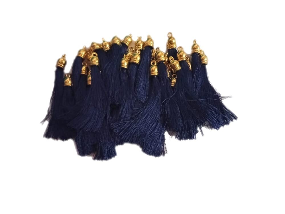 Silk Kuchulu &Tassel For Sari (Pack Of 10) Blue Ethenic Wear Hanging Key Chain