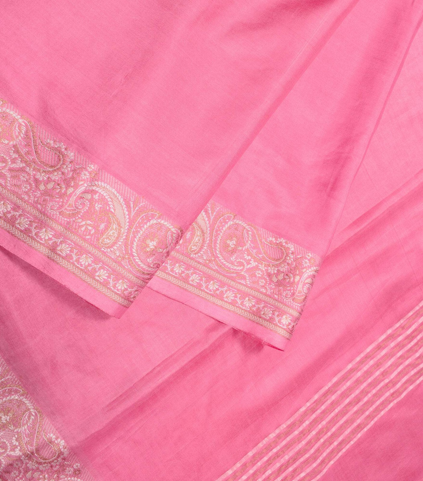 Sushila Vintage Pink Soft Saree Paisley Woven Pure Silk Sari Craft Fabric