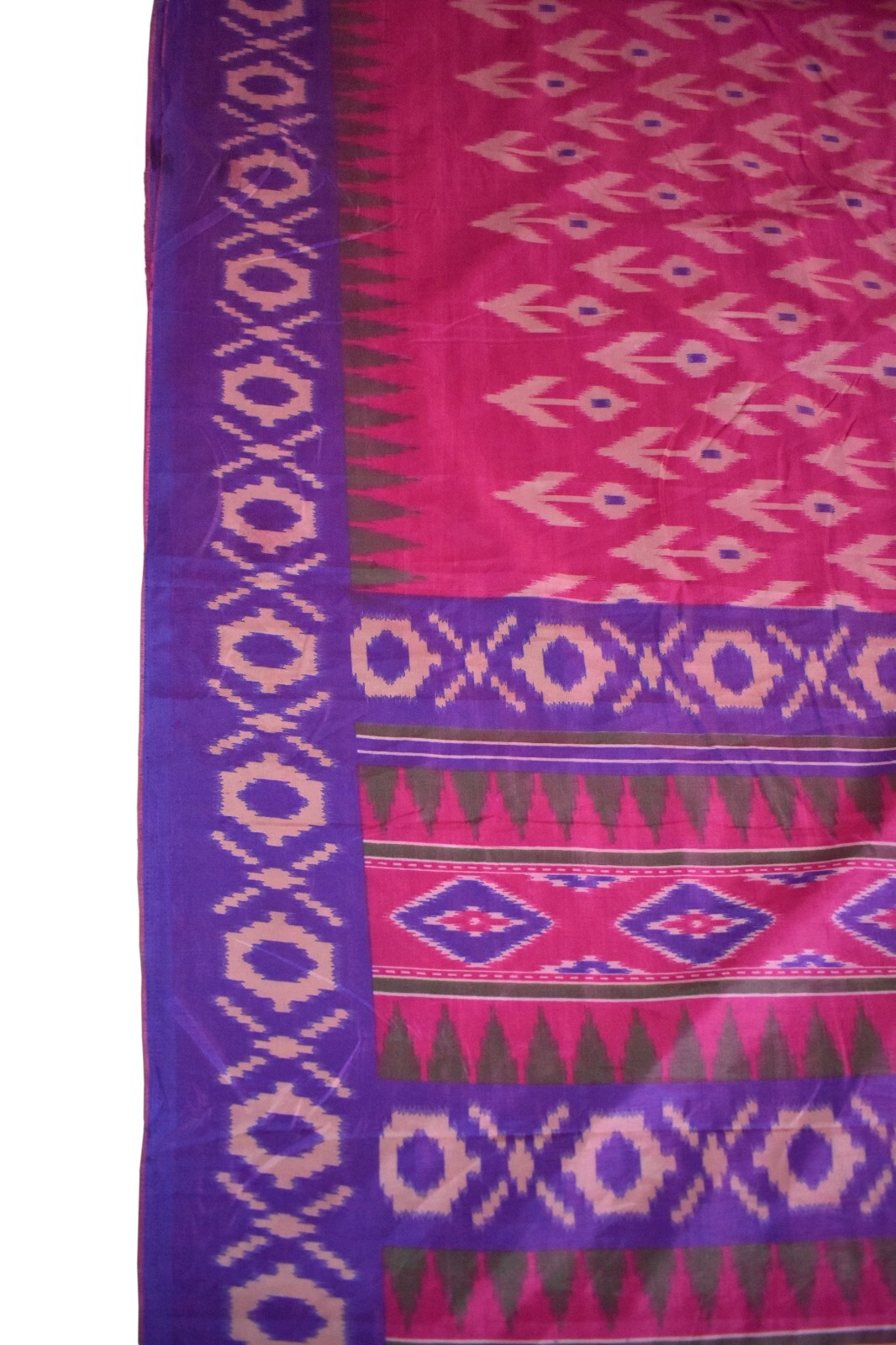 FNC Vintage Pink Sambalpuri Ikat Sarees Handwoven Art Silk Sari Fabric Antique