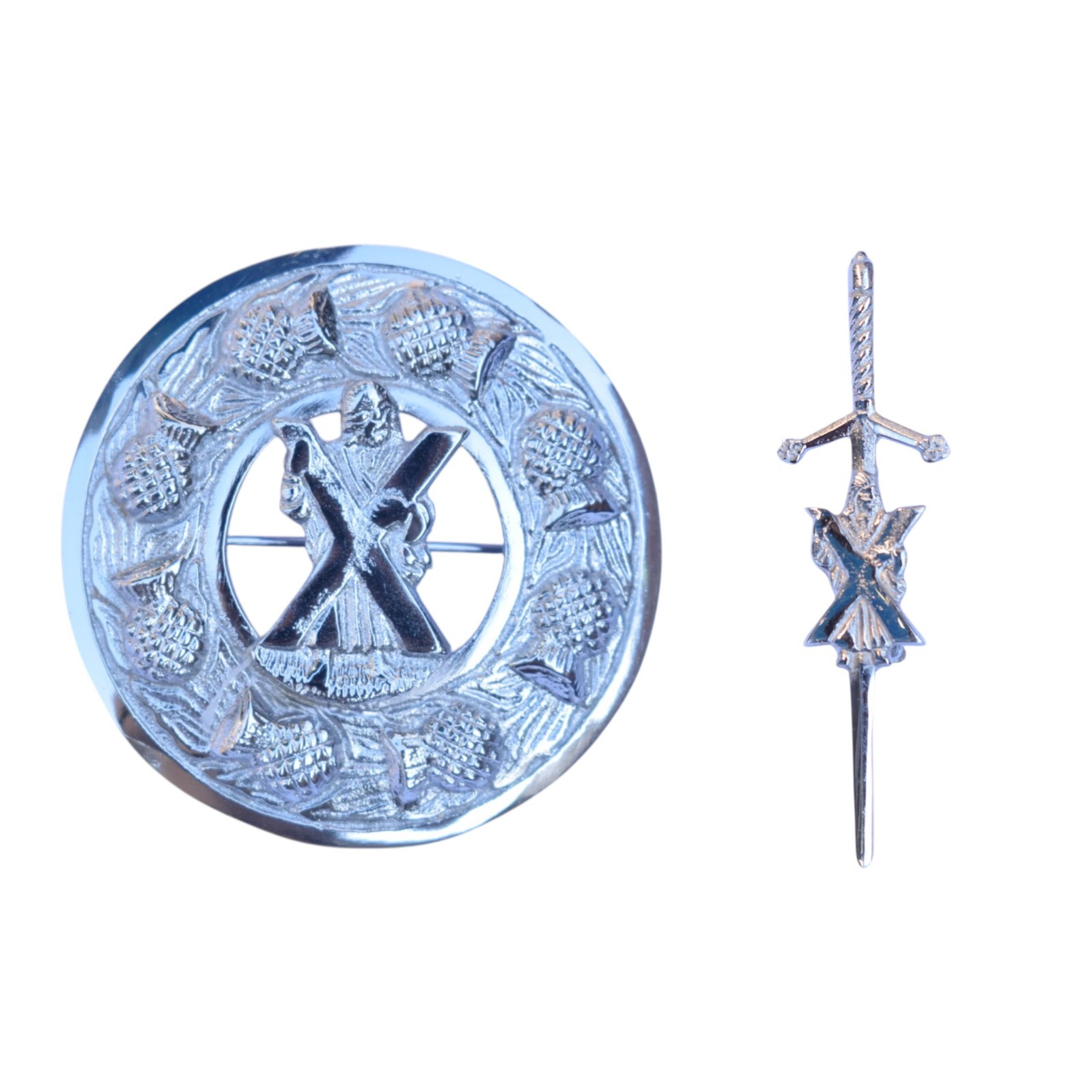 Men’s Scottish St Andrew Chrome Kilt Pin and Brooch