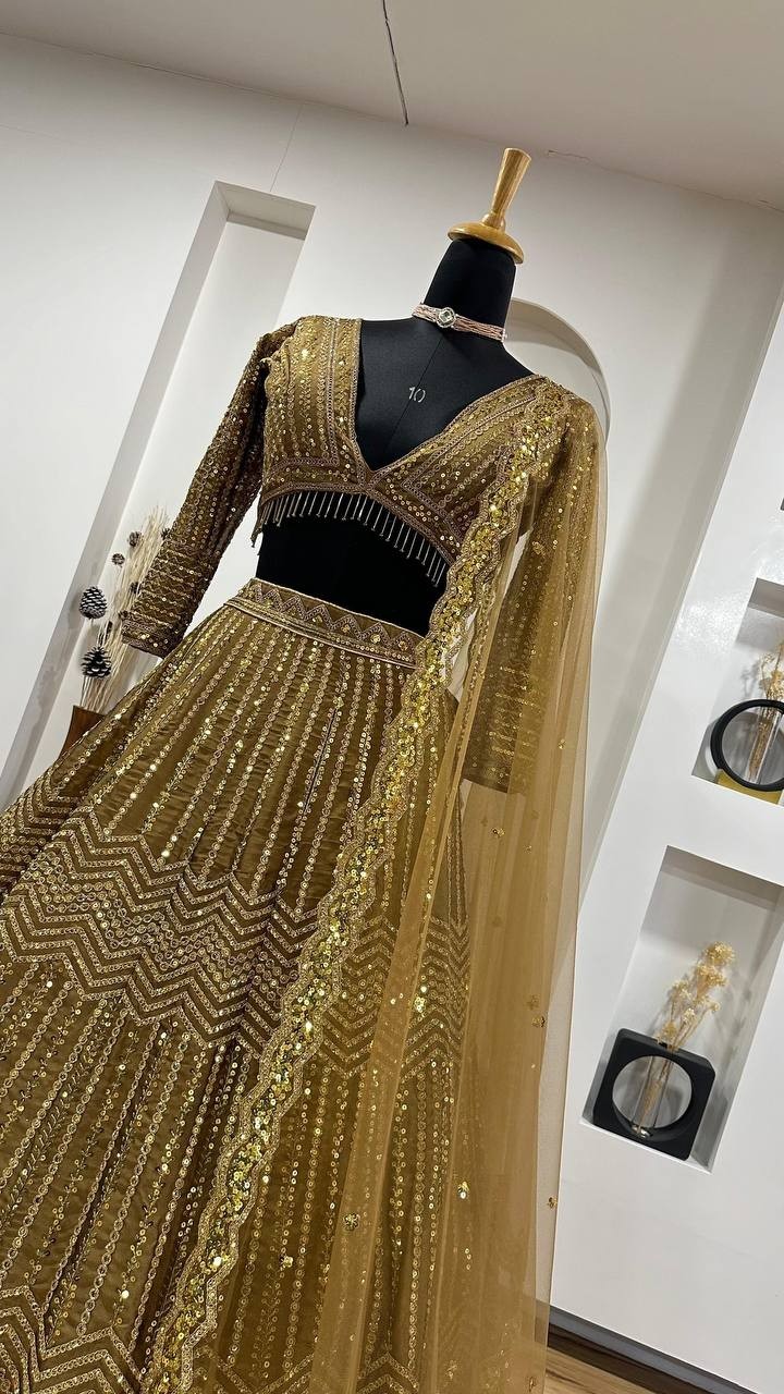 PARTYWEAR BRIDAL LEHENGA CHOLI DESIGNER TAFETASILK LEHNGA DRESS INDIAN BOLLYWOOD