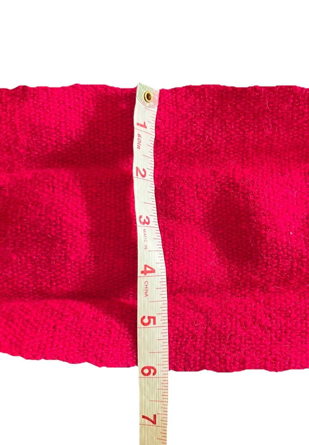 Rare 106″ MAYAN Woven Natural Rattan & Wool BELT Red From Mexico Vintage Rare