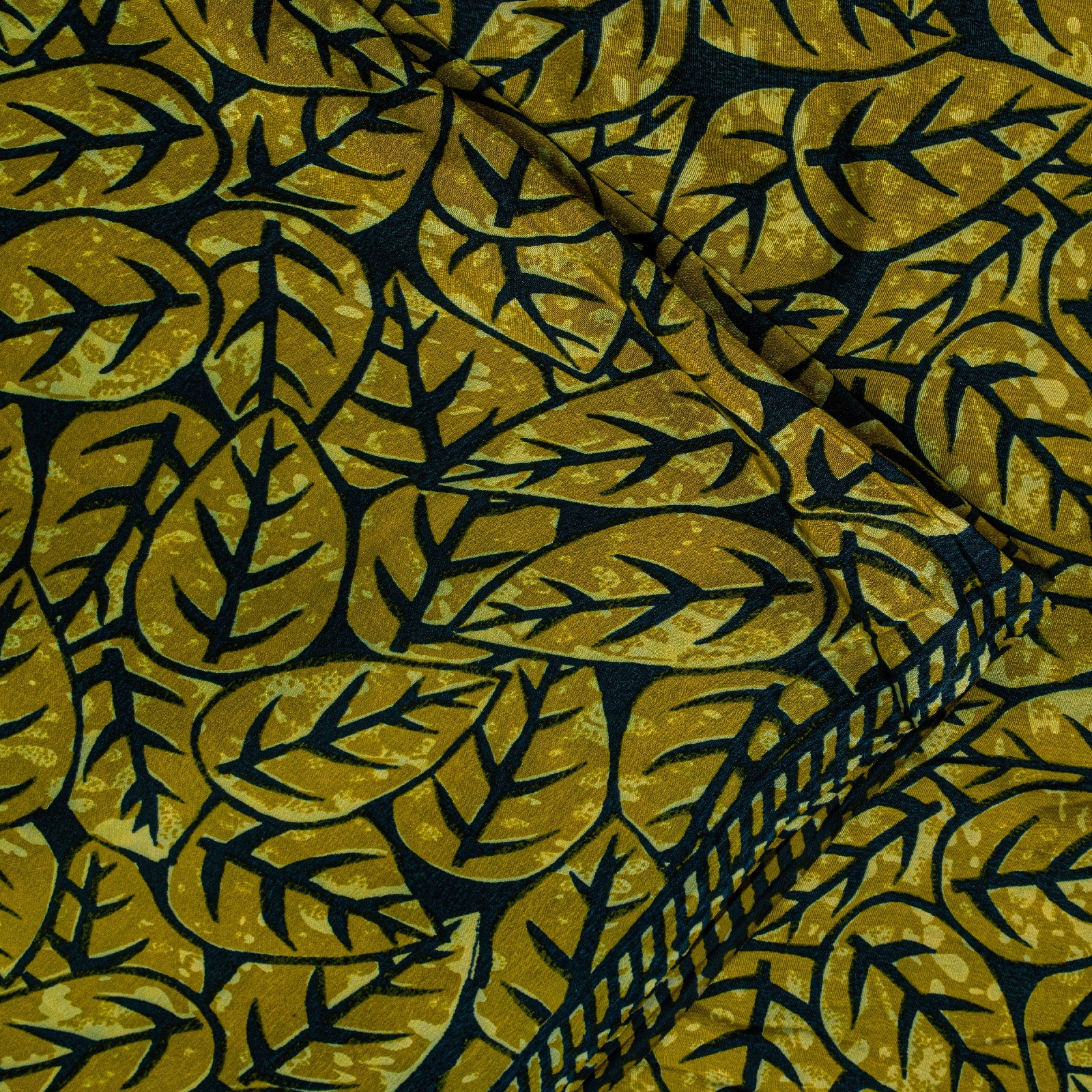 Sanskriti Vintage Soft Green 100% Pure Crepe Silk Sari Leaf Printed Saree 5.5Yd
