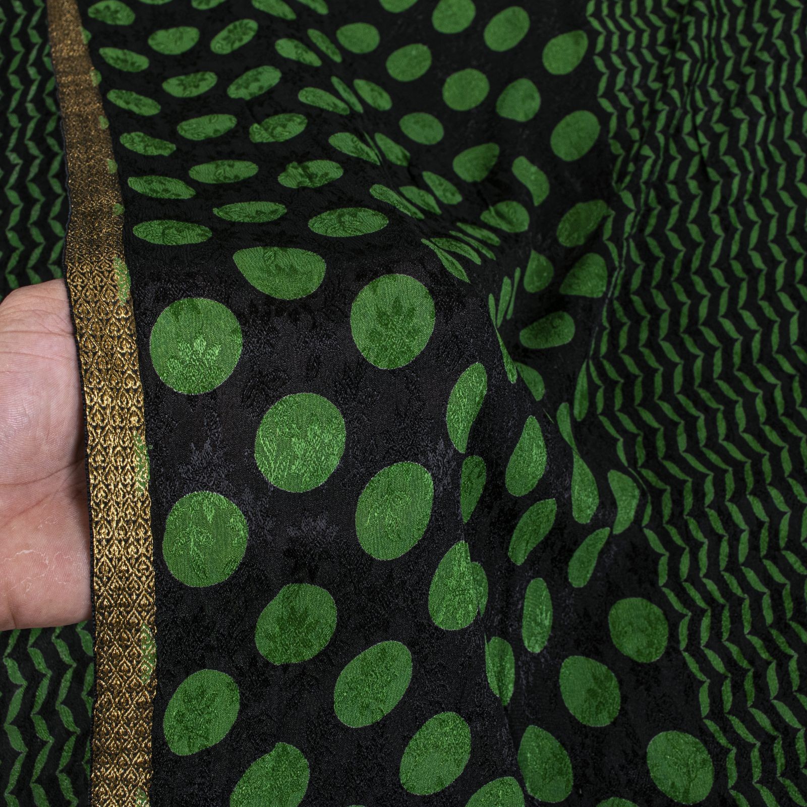 Sanskriti Vintage Soft Black Saree Pure Chiffon Floral Printed Sari 6+Yd Fabric
