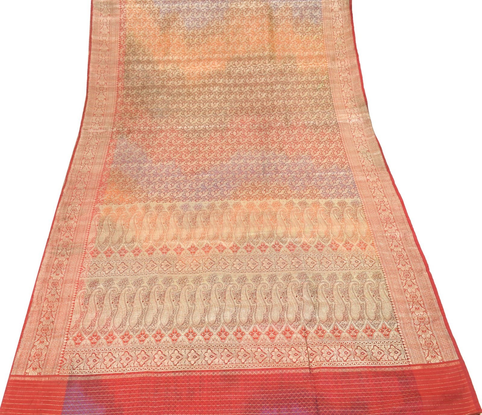 Sushila Vintage Heavy Saree Blend Satin Silk Banarasi Brocade Woven Sari Fabric