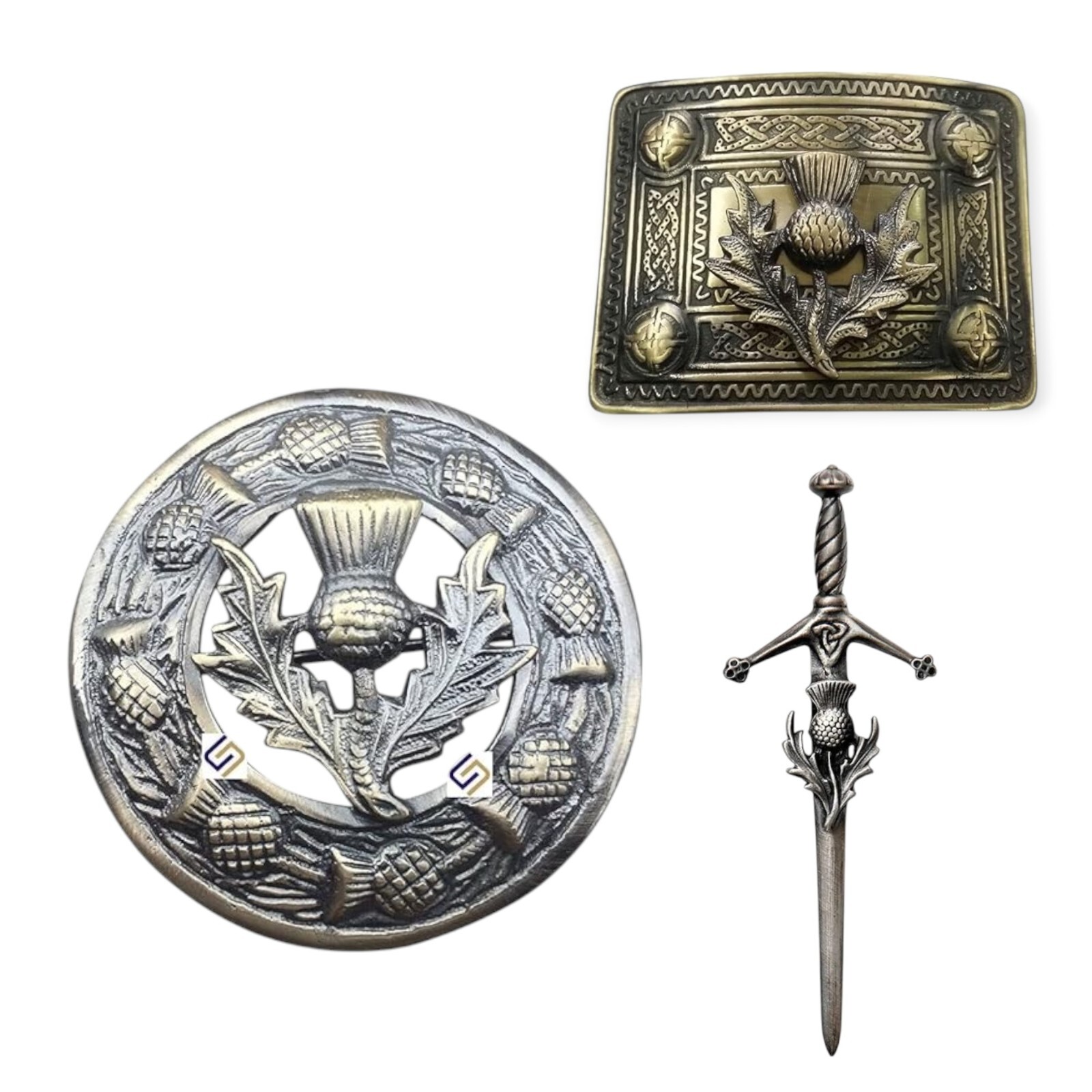 Men’s Scottish Thistle Antique Kilt Pin, Brooch, Buckle