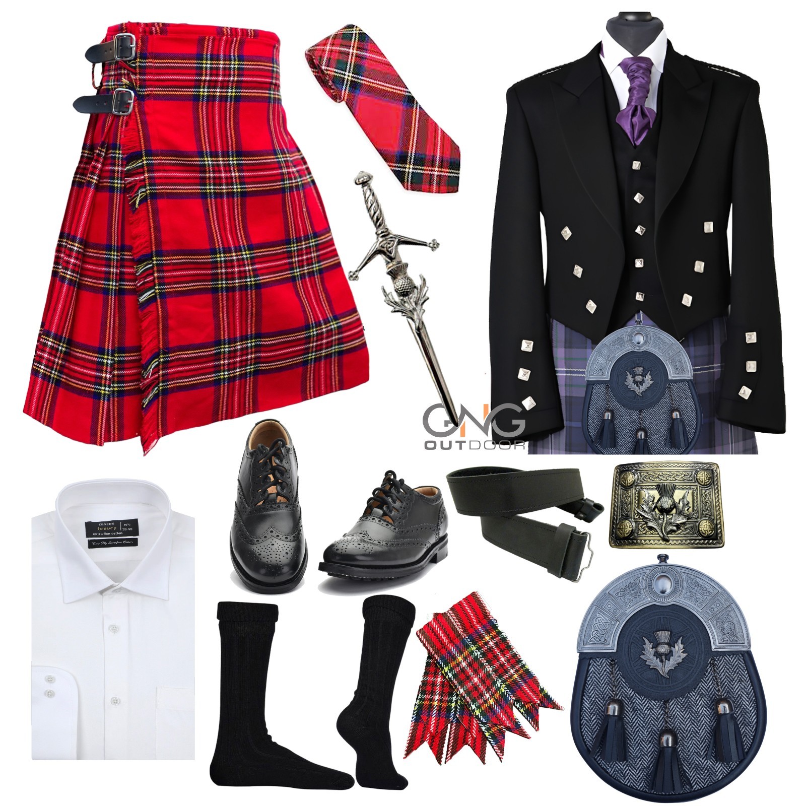 Men’s 11 Pieces Prince Charlie Jacket outfit Traditional Highland kilt outfit