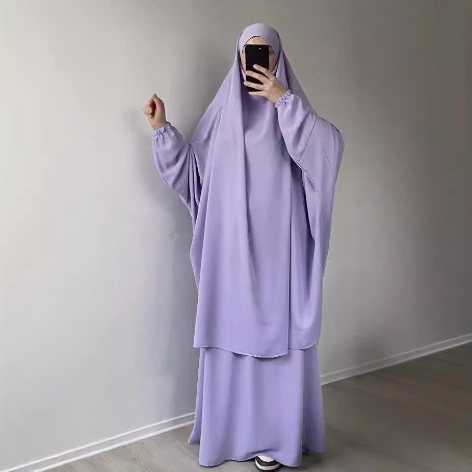 Muslim Women Kaftan Overhead Large Khimar Abaya Burka Ramadan Prayer Plain Set
