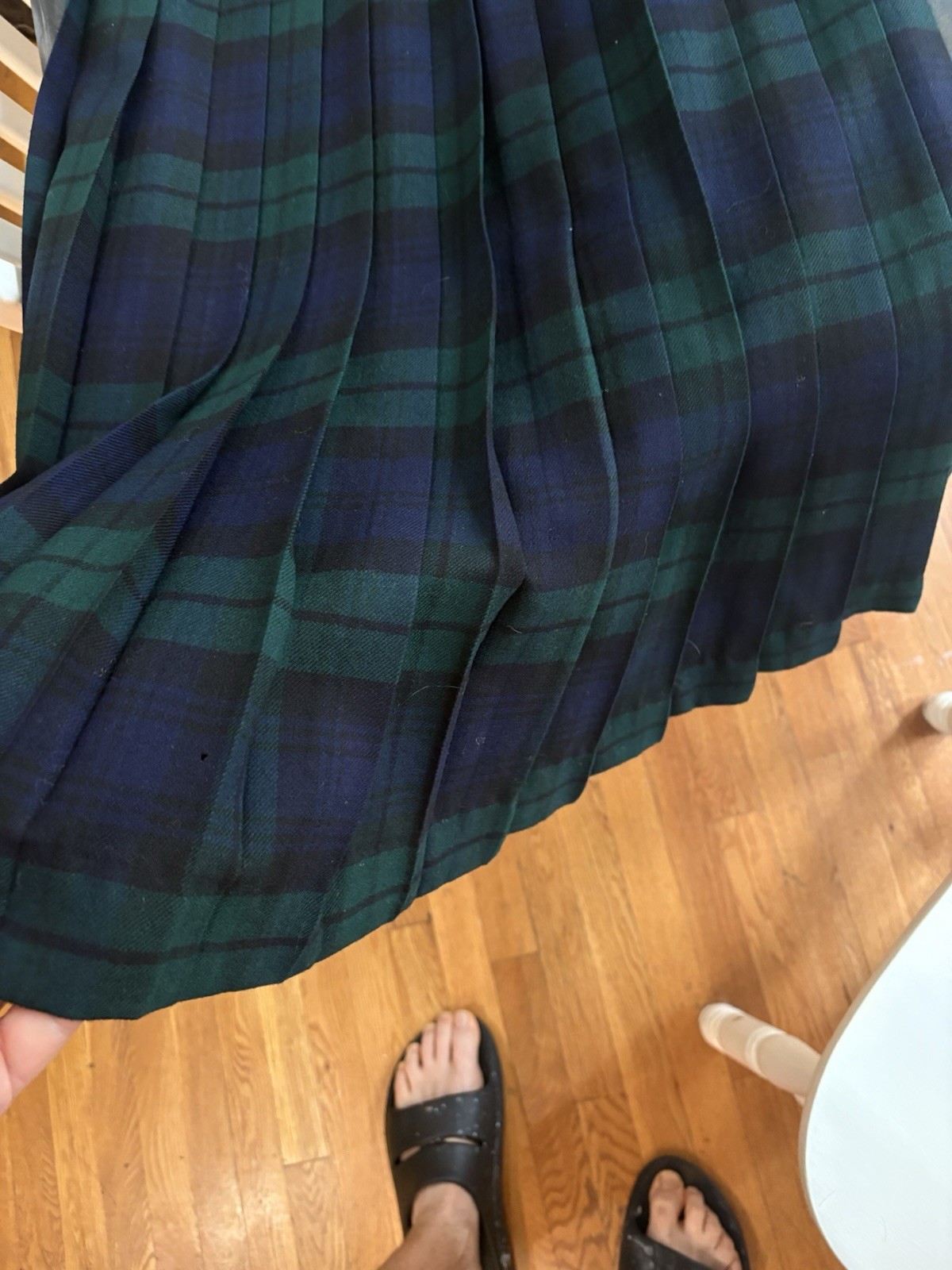 Vtg Scotch House Blue Green Black Tartan Plaid Wool Scottish Kilt Dress 24