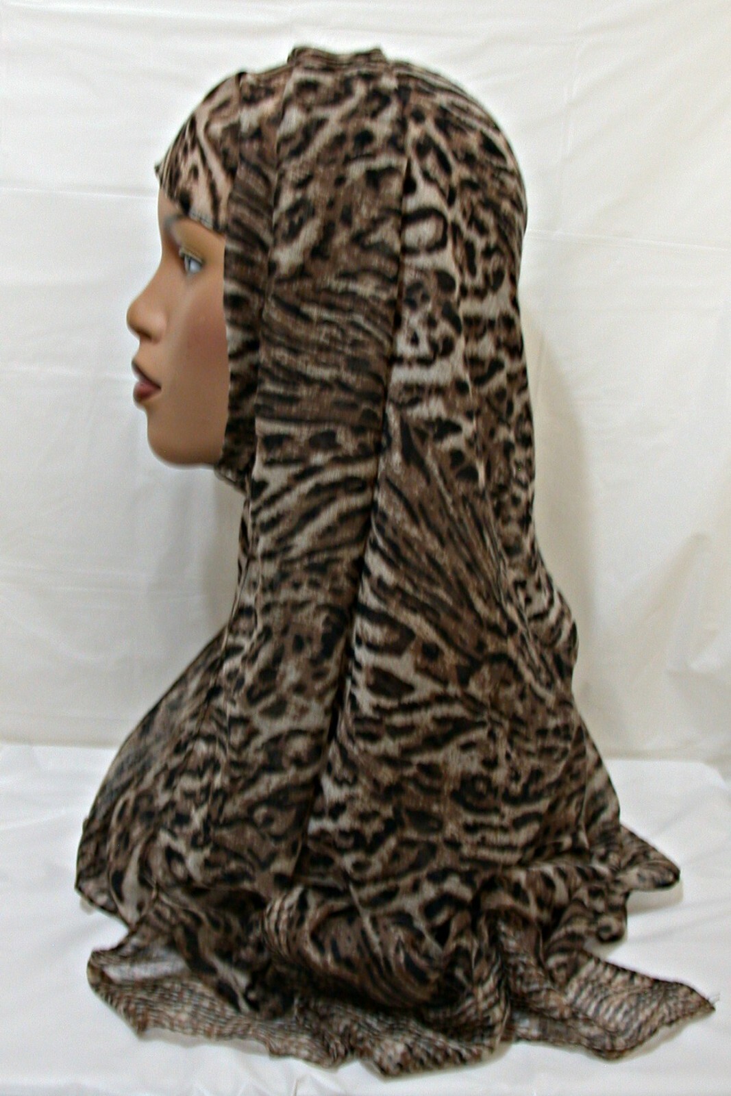 Tiger Shark print Fashion Scarf 78×35 Abaya Brown Hijab Shayla