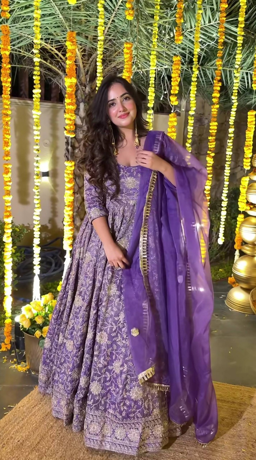 New Heavy Crunchy Silk Pure Gown Bottom With Dupatta For Traditional Wear
