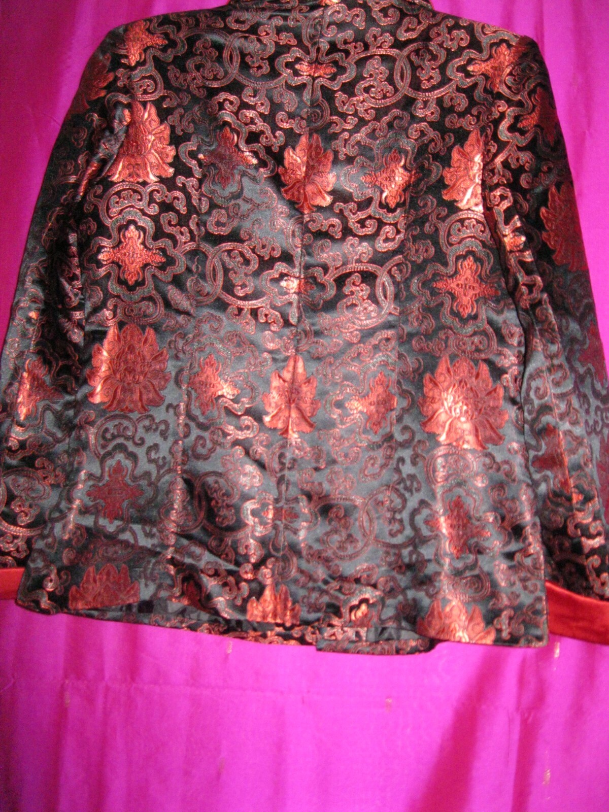 CHINESE, BLACK JACKET W/ RED COLORED DESIGNS, SZ. S., NEW.