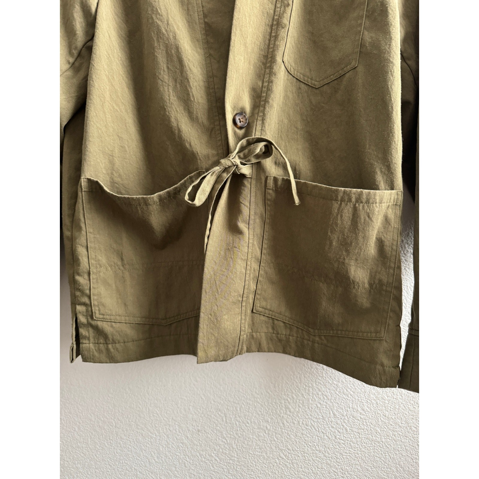 Shades of Grey by Micah Cohen Green Cotton Kimono Tie Jacket