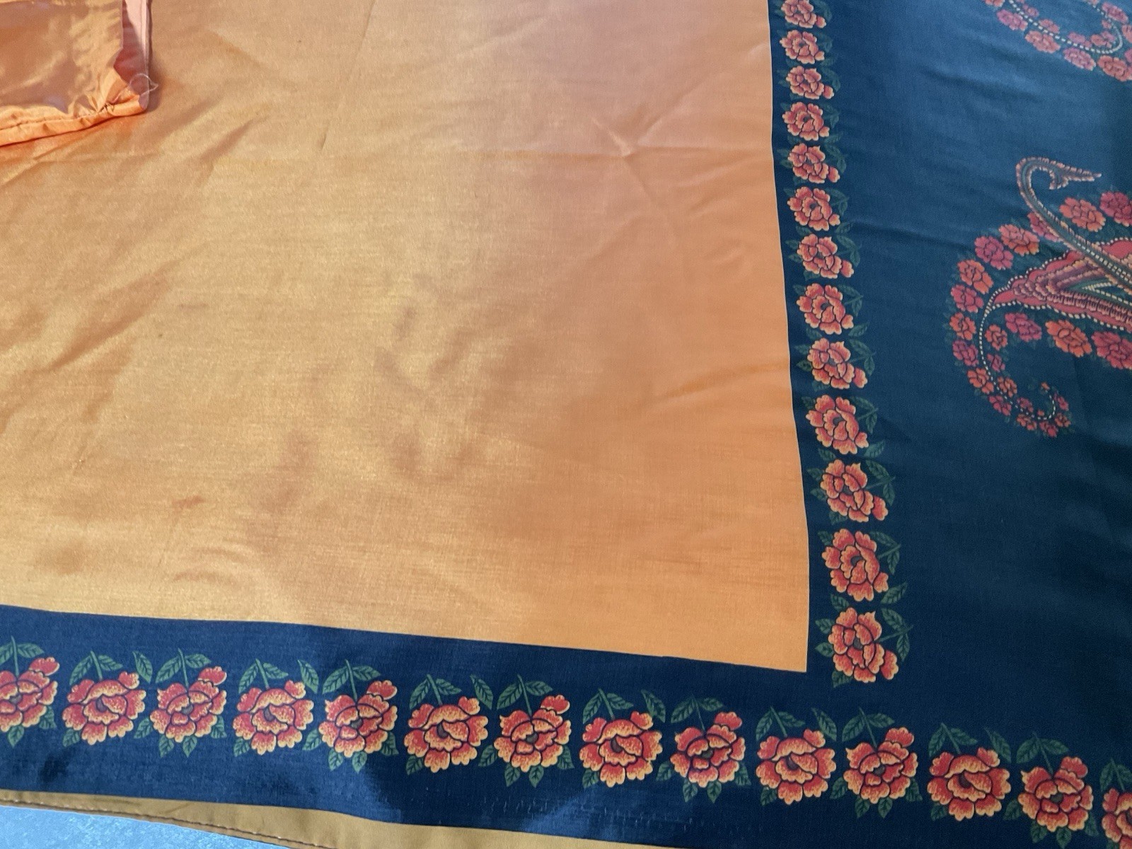 Orange And Black Indian Silk Saree With Stitched Blouse Japan