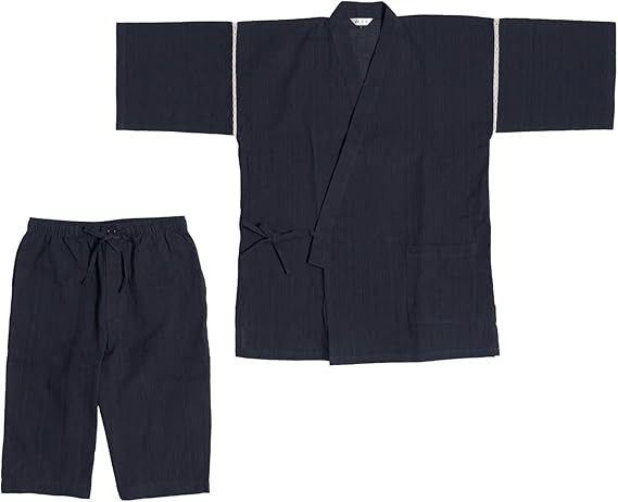 JINBEI Men’s Summer Kimono wear Topps Half Pants Black From Japan